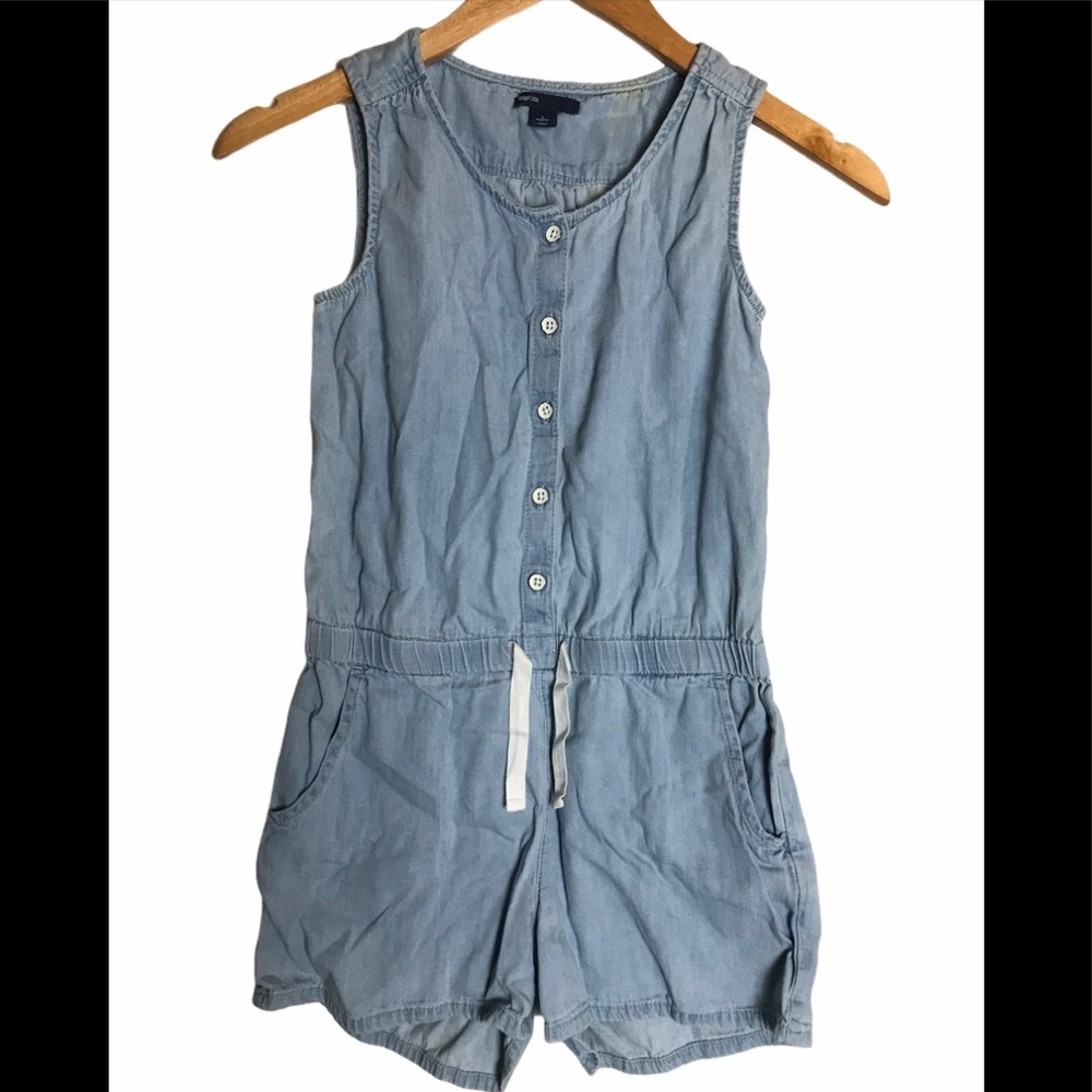 GAP Chambray Romper Girls Large Sleeveless Shorts - Picture 2 of 9